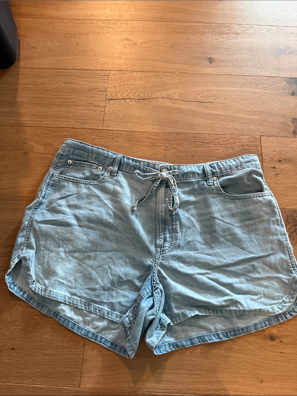 American Eagle Light Blue Women’s Casual Drawstring Denim Shorts